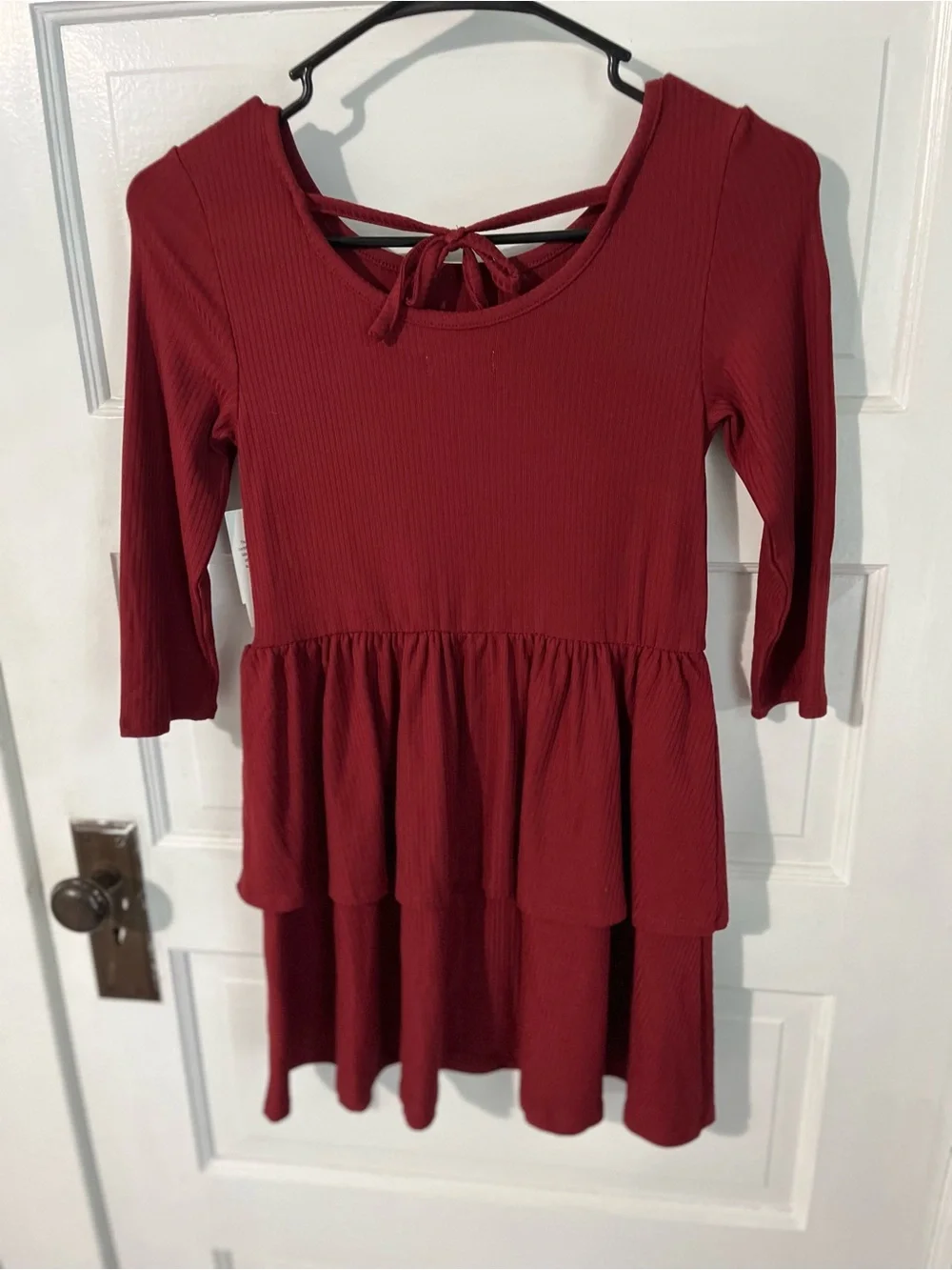 Epic Threads Burgundy Tiered Long Sleeve Girls Dress